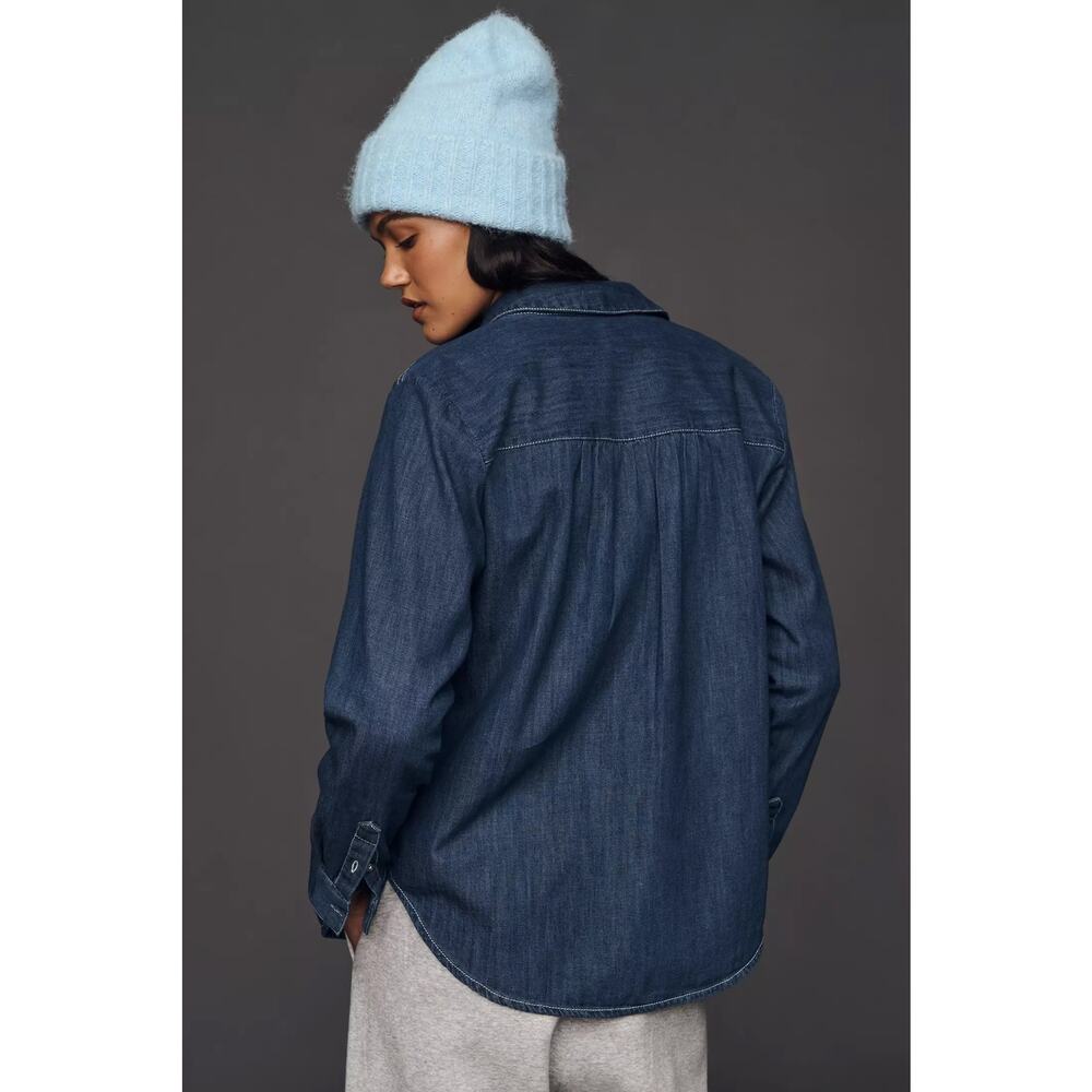 nwt ANTHROPOLOGIE PILCRO sz XL "ski you later" Denim buttondown - Picture 4 of 5